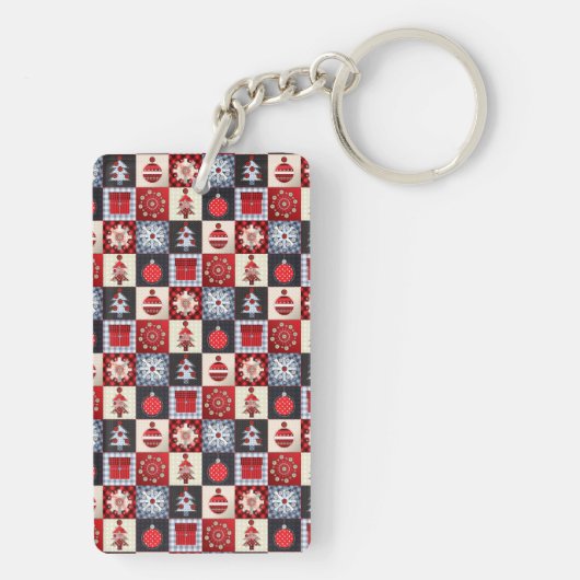 Oude kerstquilt met fashioned sleutelhanger (achterkant)