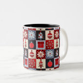 Oude kerstquilt met fashioned tweekleurige koffiemok (Voorkant rechts)