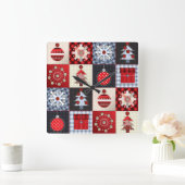 Oude kerstquilt met fashioned vierkante klok (Huis)