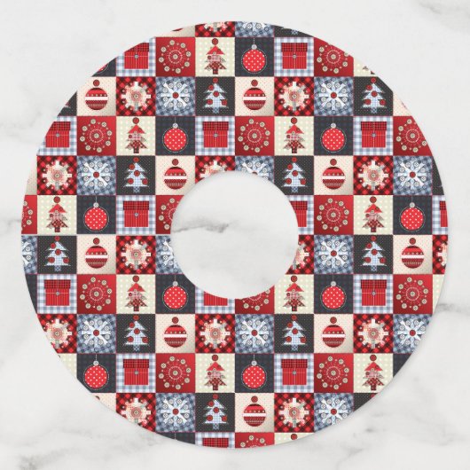 Oude kerstquilt met fashioned wijnglaslabel (Voorkant)