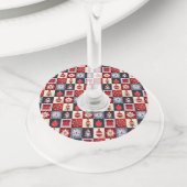 Oude kerstquilt met fashioned wijnglaslabel (Dichtbij)