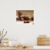 Oude kerstsmallijster, wintersceen poster (Keuken)