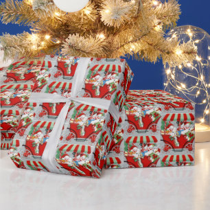 Oude kerstsneeuwfamilie cadeaupapier