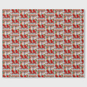 Oude kerstsneeuwfamilie cadeaupapier (Vlak)