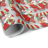 Oude kerstsneeuwfamilie cadeaupapier (Rol Hoek)