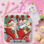 Oude kerstsneeuwfamilie papieren bordje (Feest)