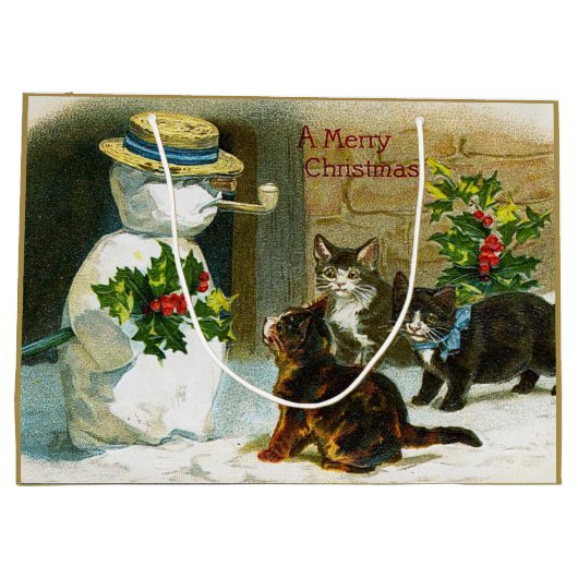 Oude kerstsneeuwpoppen Holiday Groot Cadeauzakje (Achterkant)