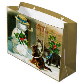 Oude kerstsneeuwpoppen Holiday Groot Cadeauzakje (Achterkant Gekanteld)