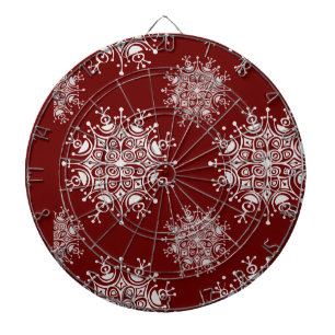Oude Kerstsneeuwvlokken Rode Sneeuwstorm Patroon Dartbord