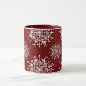 Oude Kerstsneeuwvlokken Rood Sneeuwstorm Patroon Mok (Midden)