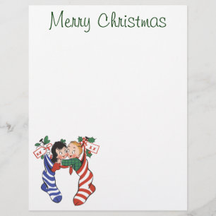 Oude kerstsokken met schattige kinderen