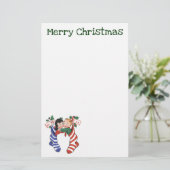 Oude kerstsokken met schattige kinderen briefpapier (Staand voorkant)