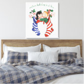Oude kerstsokken met schattige kinderen canvas afdruk (Insitu (Slaapkamer))