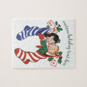 Oude kerstsokken met schattige kinderen legpuzzel (Horizontaal)