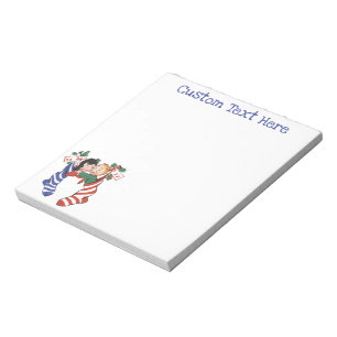 Oude kerstsokken met schattige kinderen notitieblok