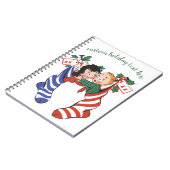 Oude kerstsokken met schattige kinderen notitieboek (Linkerzijde)