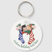 Oude kerstsokken met schattige kinderen sleutelhanger (Voorkant)