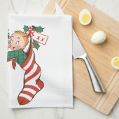 Oude kerstsokken met schattige kinderen theedoek (Quarter Fold)