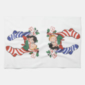 Oude kerstsokken met schattige kinderen theedoek (Horizontaal)