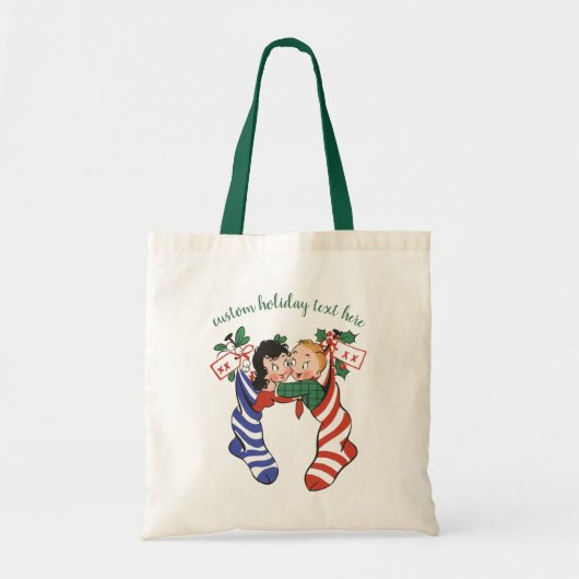 Oude kerstsokken met schattige kinderen tote bag (Voorkant)