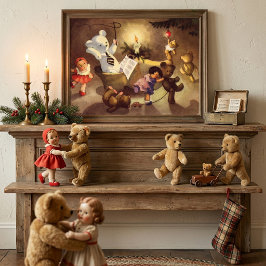 Oude Kerstspeelgoed, Danspoppen, Teddydieren Poster