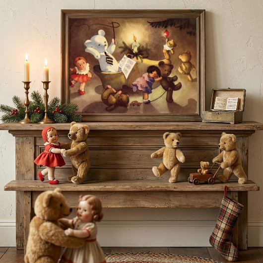 Oude Kerstspeelgoed, Danspoppen, Teddydieren Poster