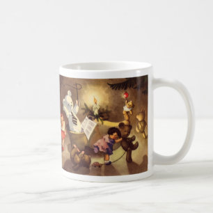 Oude kerstspullen, dansende poppen, teddyberen koffiemok