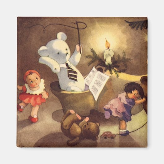 Oude Kerstspullen, Dansende Poppen, Teddyberen Magneet (Voorkant)
