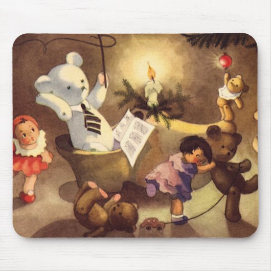 Oude Kerstspullen, Dansende Poppen, Teddyberen Muismat (Voorkant)