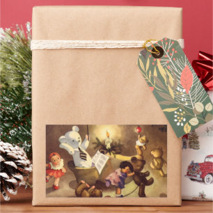Oude Kerstspullen, Dansende Poppen, Teddyberen Rechthoekige Sticker