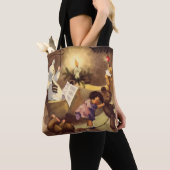 Oude kerstspullen, dansende poppen, teddyberen tote bag (Dichtbij)