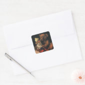 Oude kerstspullen, pop en een teddybeer vierkante sticker (Envelop)