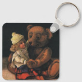 Oude kerstspullen, pop en teddybeer sleutelhanger (Achterkant)