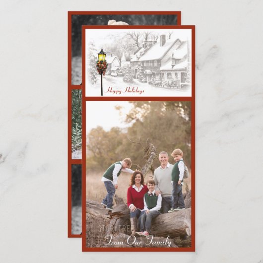 Oude kerststad foto kaart (Voorkant / Achterkant)