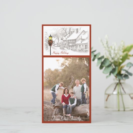 Oude kerststad foto kaart (Staand voorkant)