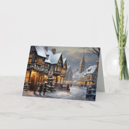 Oude Kerststal Feestdagen Kaart (Voorkant)