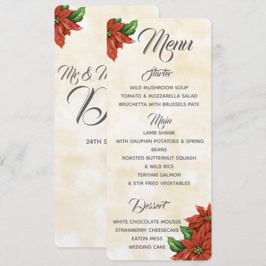 Oude kerstster menu (Voorkant / Achterkant)