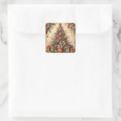 Oude Kerststickers Vierkante Sticker (Tas)