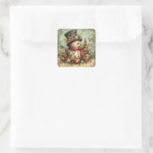 Oude Kerststickers Vierkante Sticker (Tas)