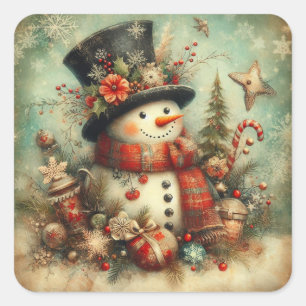 Oude Kerststickers Vierkante Sticker