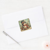 Oude Kerststickers Vierkante Sticker (Envelop)
