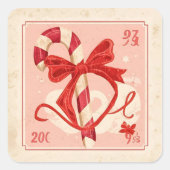 Oude Kerststok Kerstmis Vierkante Sticker (Voorkant)