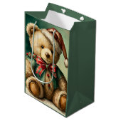 Oude kerstteddybeer medium cadeauzakje (Voorkant Gekanteld)
