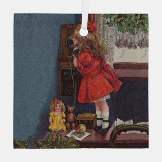 Oude kersttelefoon glas ornament (Achterkant)