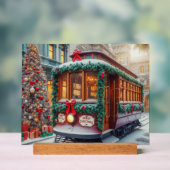 Oude Kersttram in de Sneeuw Acryl Bord (Neutraal)