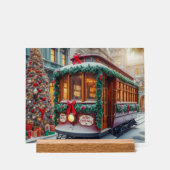 Oude Kersttram in de Sneeuw Acryl Bord (Voorkant)