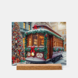 Oude Kersttram in de Sneeuw Acryl Bord