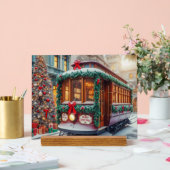 Oude Kersttram in de Sneeuw Acryl Bord (Huwelijk)