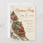 Oude Kersttrein Feest Uitnodiging (Voorkant)