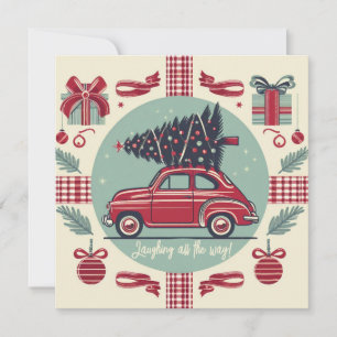 Oude Kerstvakantie Rode Retro Auto